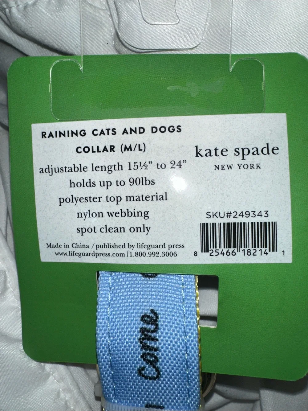 NWT Kate  spade Light Blue and Yellow Pet Collar with Gold Hardware m/l nice
